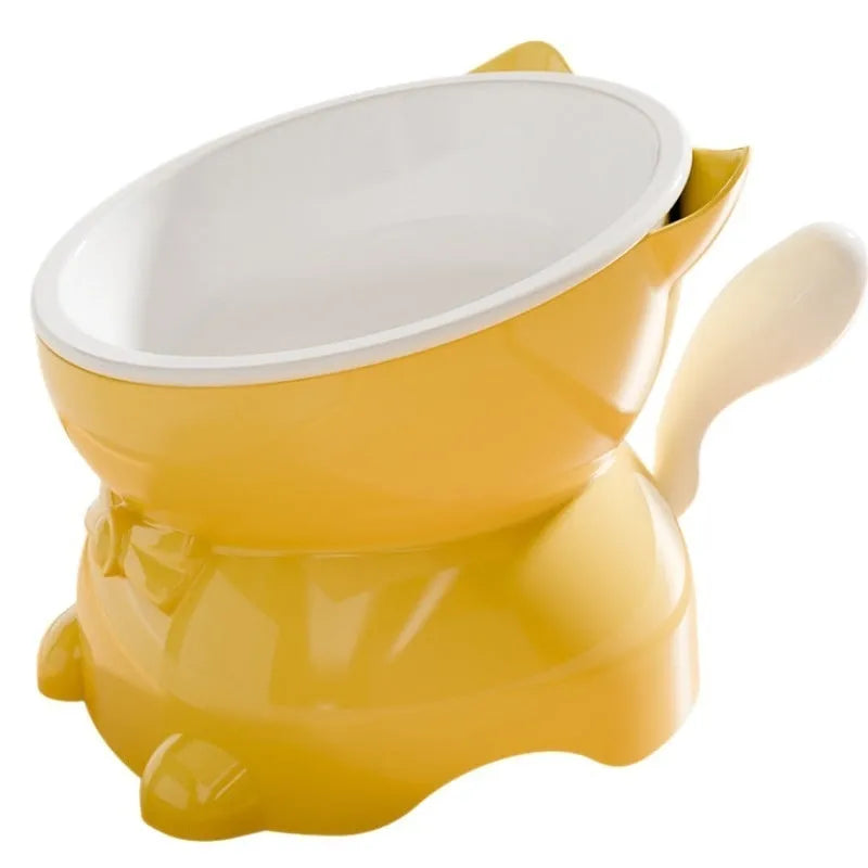 Stainless steel oblique cat bowl with anti-fall design in choice of colours
