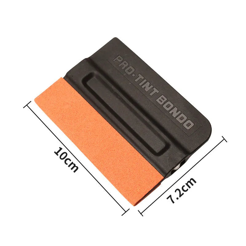 Car vinyl film scraper tool with magnetic head attachment in black and blue deerskin and wool options
