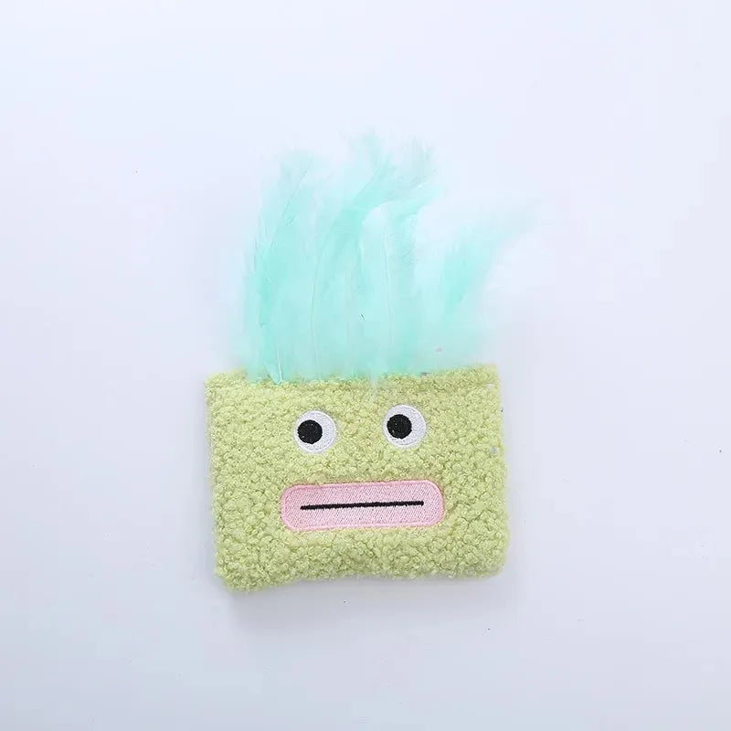 Big mouth explosion head shaped catnip plush toy in blue, green, orange or purple colours