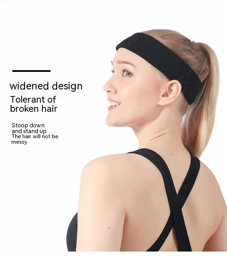 Elastic widening sports anti sweat headband in solid colours: black, blue, red, rose red, sky blue.
