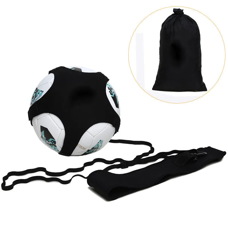 Black football juggling belt with static 2 metre tether for ball control training
