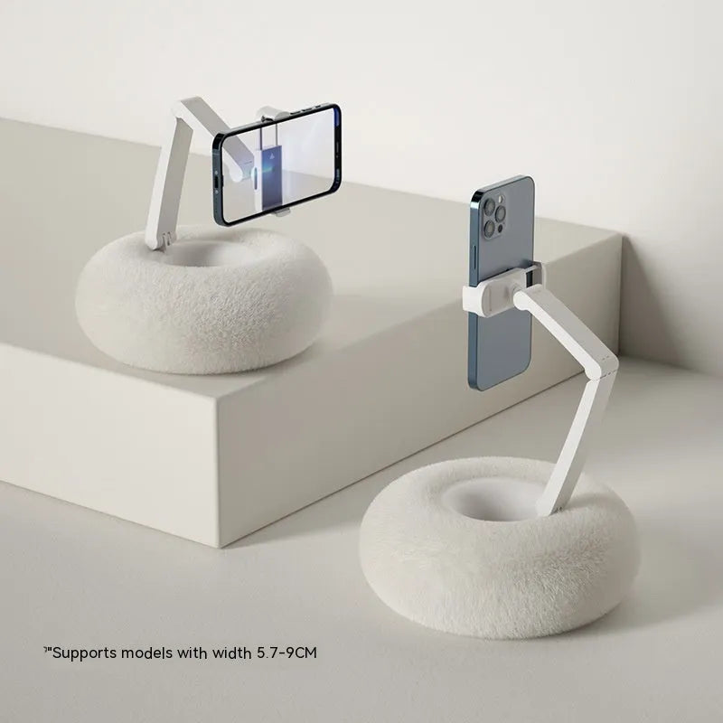 Mobile phone tablet rotating bracket with ABS body, 300mm base, and 230mm pull rod in pink colour