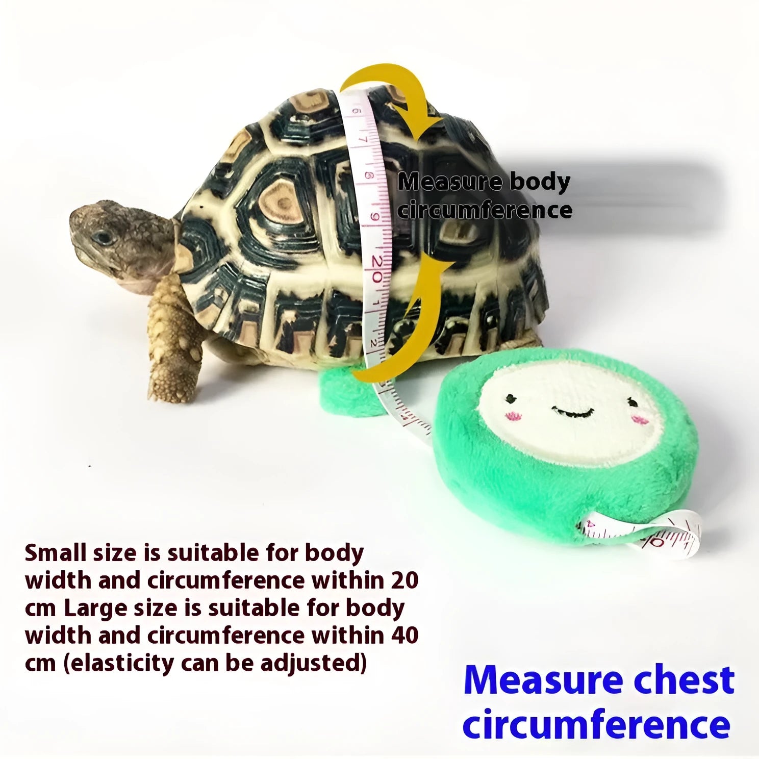 Adjustable pet turtle vest harness with bell in yellow on blue background