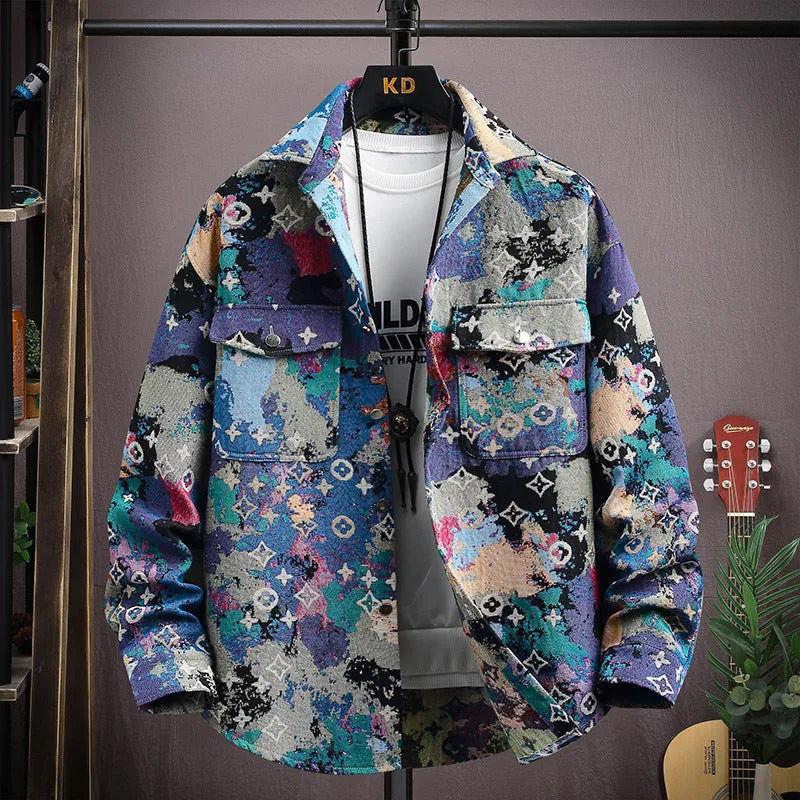Casual lapel shirt coat in polyester available in blue, black, apricot and red.
