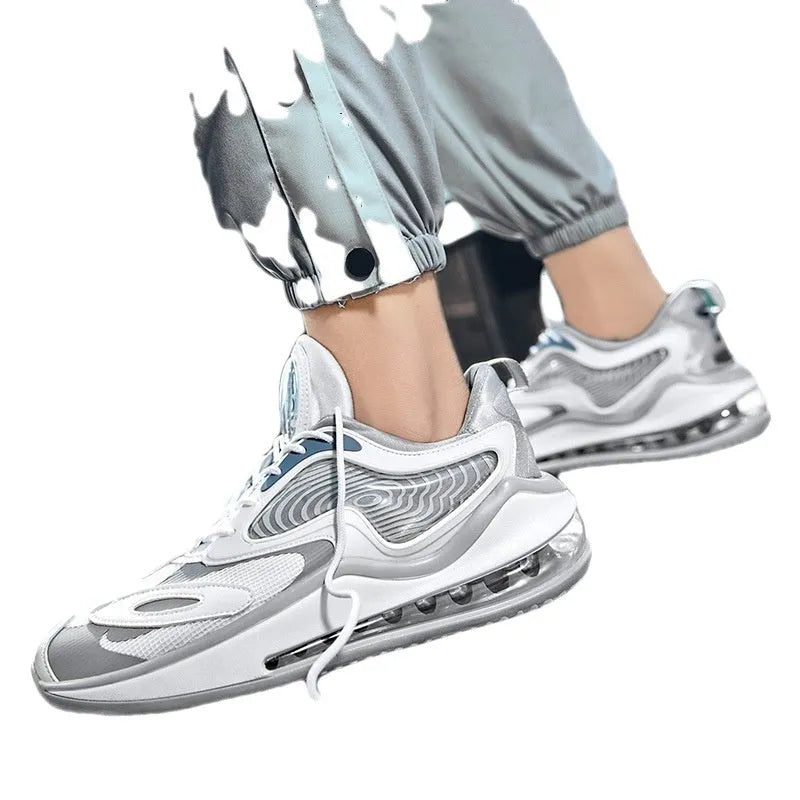 Men's casual summer air cushion shoes in Space Black colour with a height-increasing sole.