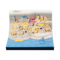 Santorini 3D notepad paper carving building model with 166 pages on desk