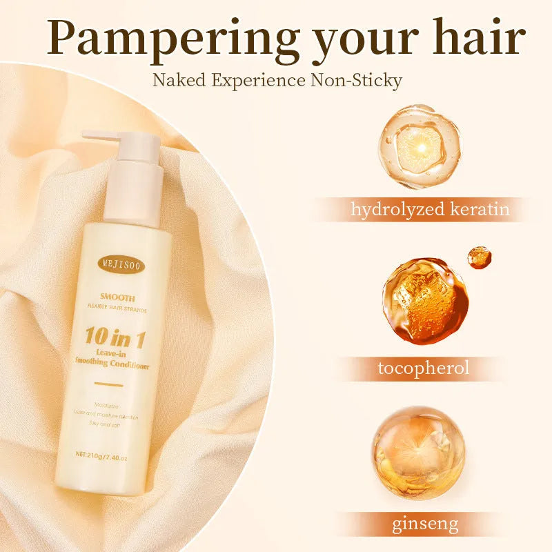 Wash-free soft 10-in-1 hair conditioner bottle 210g for ladies moisturising treatment