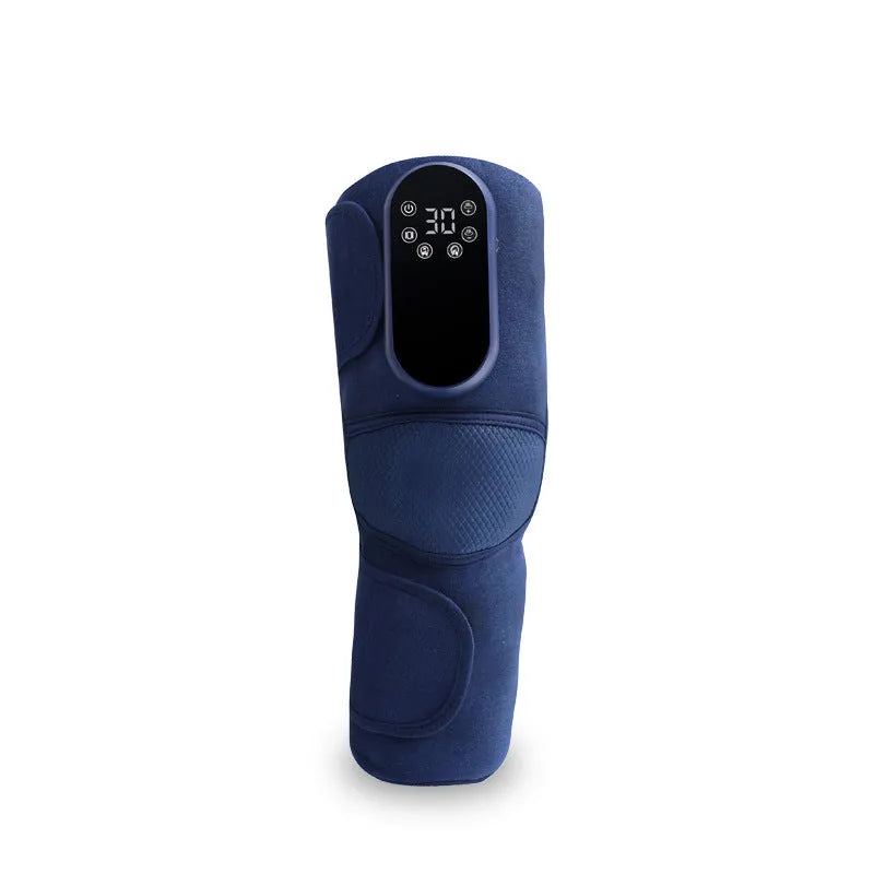 Blue self-heating knee massager with air compression and vibration functions for joint therapy