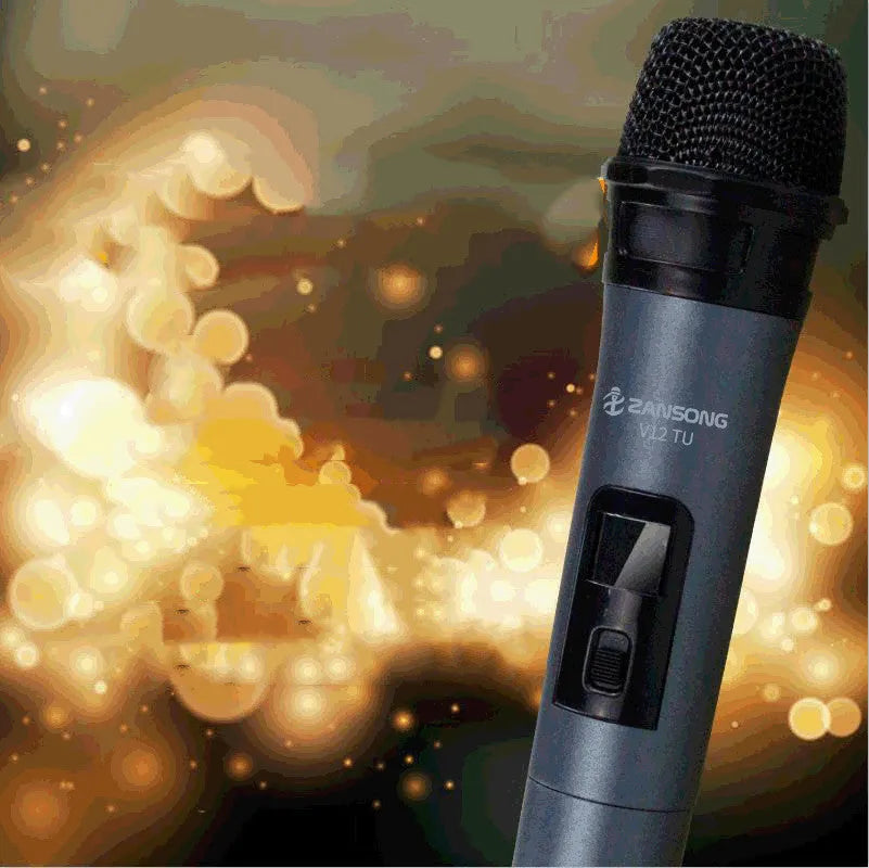 Black V12 wired dynamic microphone with USB receiver and audio cable