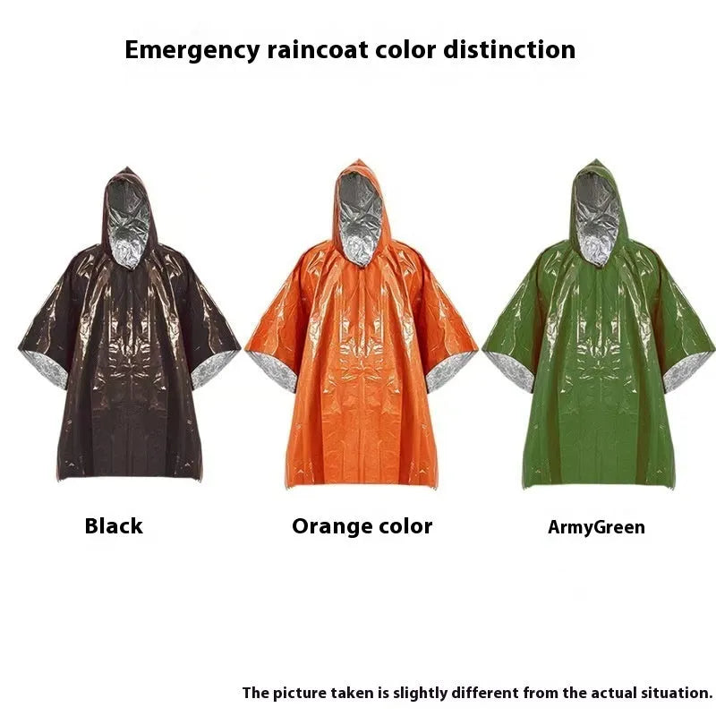 Marathon Wild cross-country raincoat in orange and army green colours showing 100x130cm dimensions