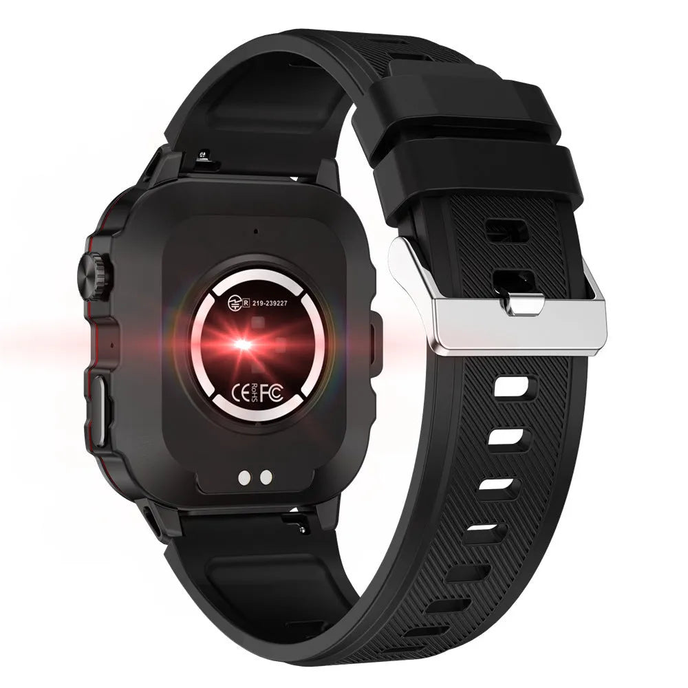 QX11 smart Bluetooth watch displaying heart rate on TFT screen with black silicone strap
