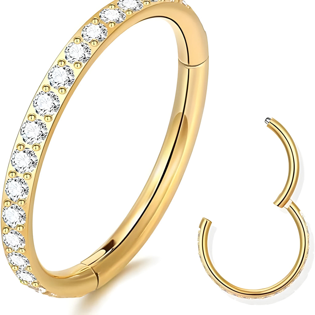 Stainless steel seamless nose ring showing round shape and electroplated colour options including black, gold, and rose gold finishes