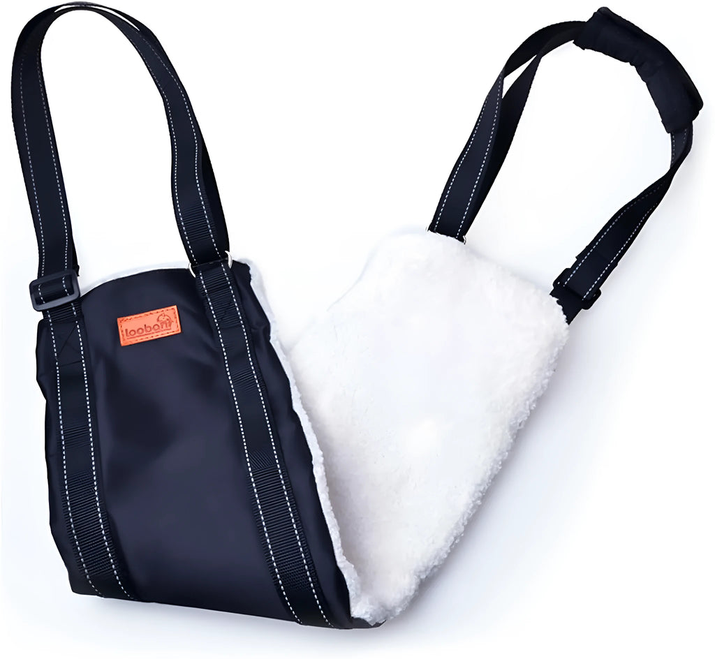 Adjustable dog sling for hind leg support with nylon straps and soft liner