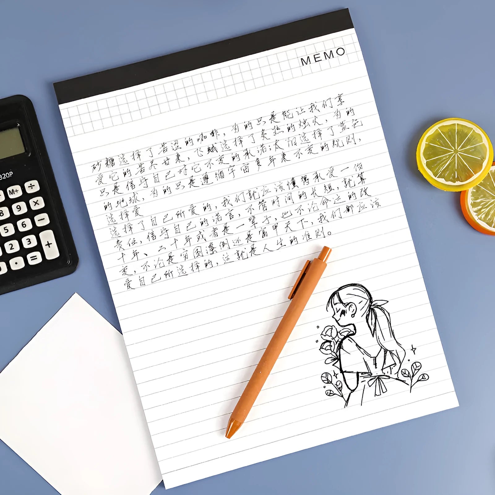 A4 tearable notebook with wireless adhesive binding, showing grid and lined page options