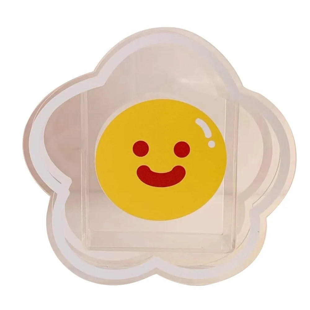 Clear acrylic square stationery storage box with lid in a cute cartoon animal design.