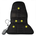 Black electric heating and massage mat seat cushion with infrared physiotherapy function.