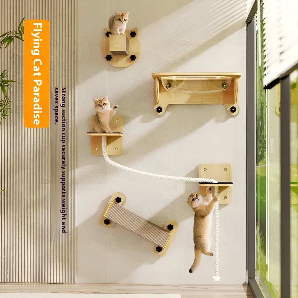 Suspended space capsule cat climbing frame with sisal scratching surfaces in multiple colour options