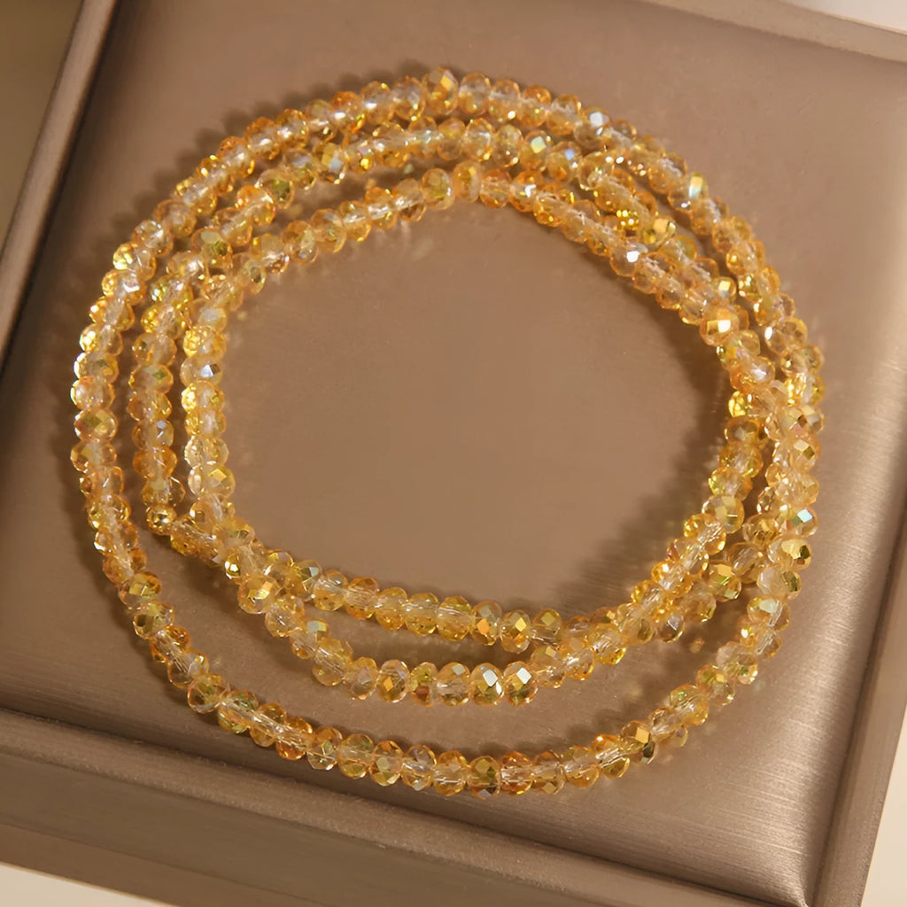 New Chinese Style multi-layer champagne crystal bracelet women light luxury three-circle design
