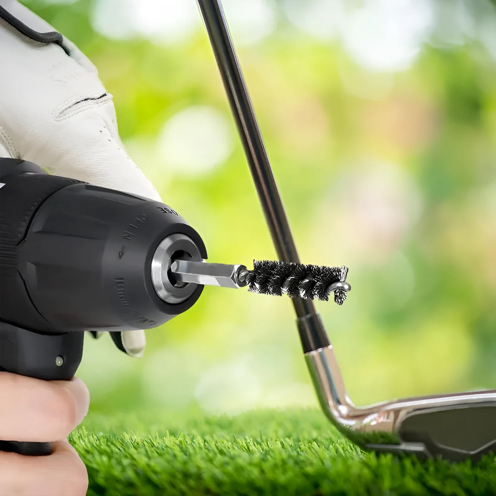 Golf club groove brush with six angle rod design, compact portable cleaning tool for irons and wedges