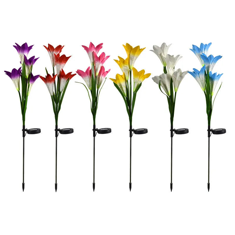 Solar lily garden light with flower-shaped design for outdoor decorative lighting