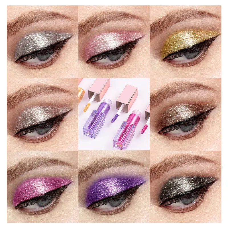 Multicolor pearl glitter liquid eyeshadow set with eight colours in black palette C005