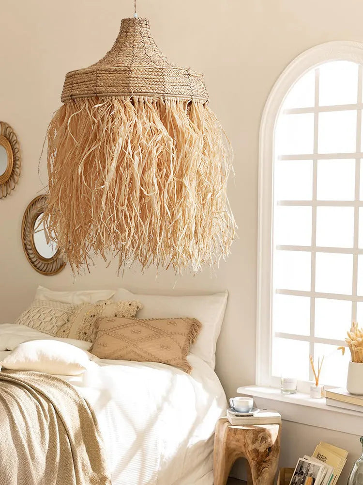 50cm diameter retro restaurant chandelier made from woven willow and wild vetch with Southeast Asian style