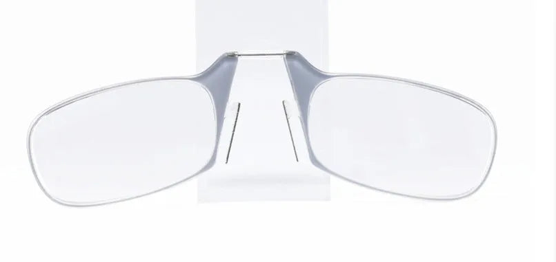 Unisex legless nose clip reading glasses attached to mobile phone, with ultra-thin case, six frame colours available
