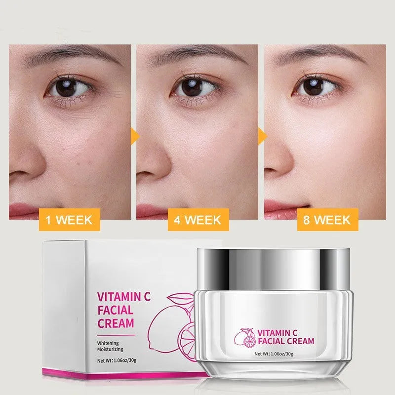 30g tub of Vitamin C face cream for all skin types on a white background.