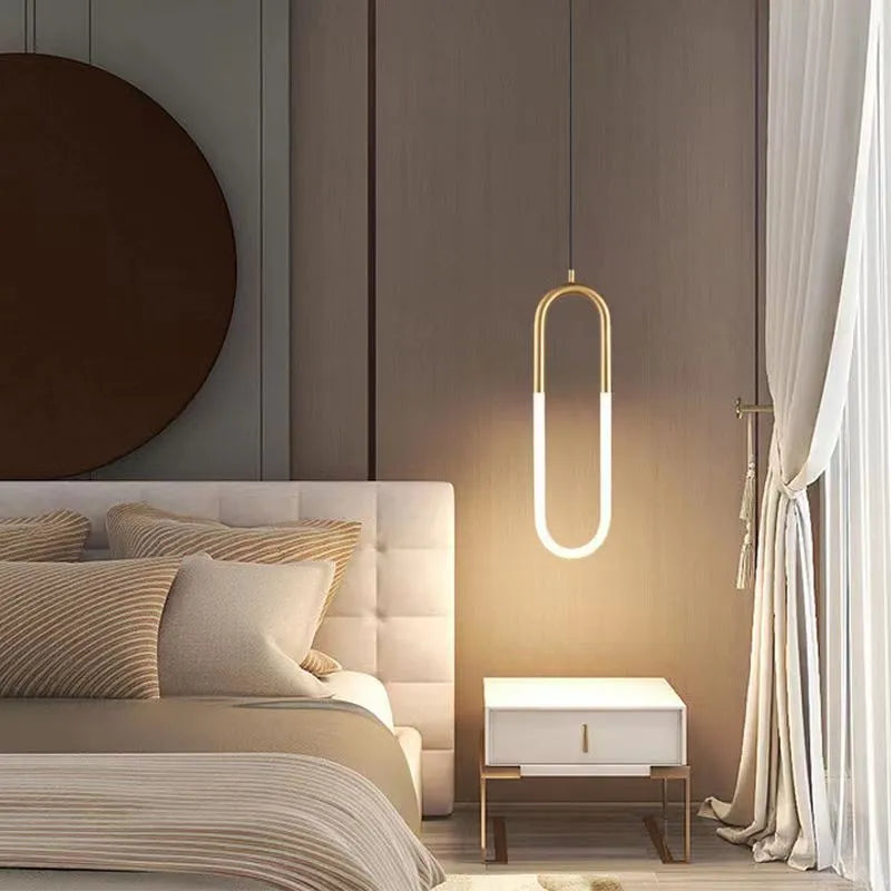 Nordic minimalist U-shaped bedroom chandelier ceiling light with 200mm diameter