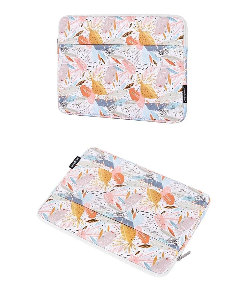 White waterproof PU leather 14-inch laptop bag or sleeve for computer protection.