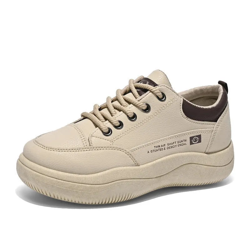 Women's white Korean-style lace-up shoes with cross-strap detailing and round toe