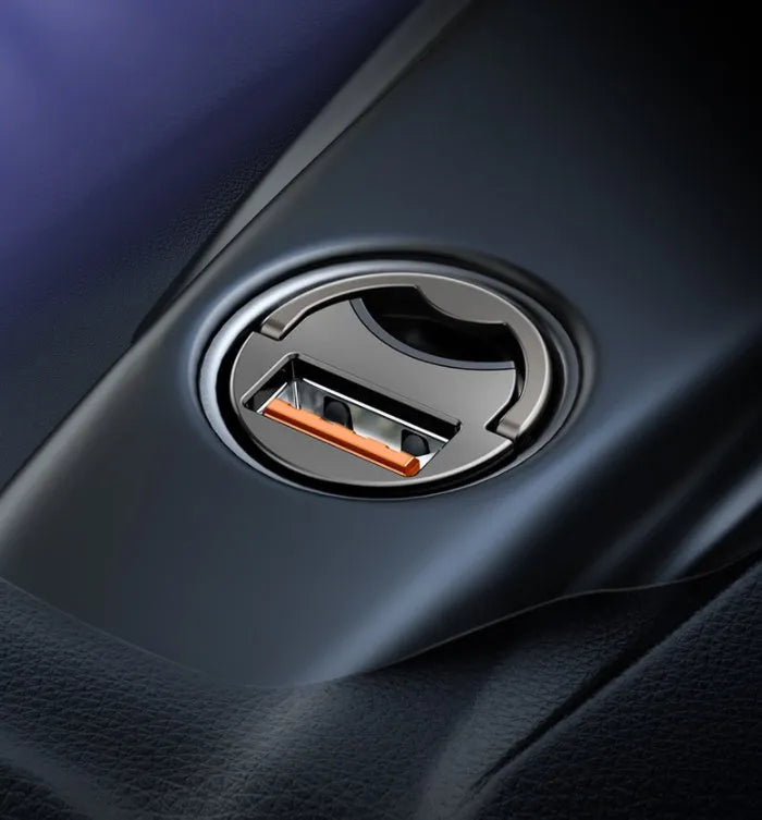 Electro-optical grey 30W PPS fast car charger with 1 metre cable and single USB port