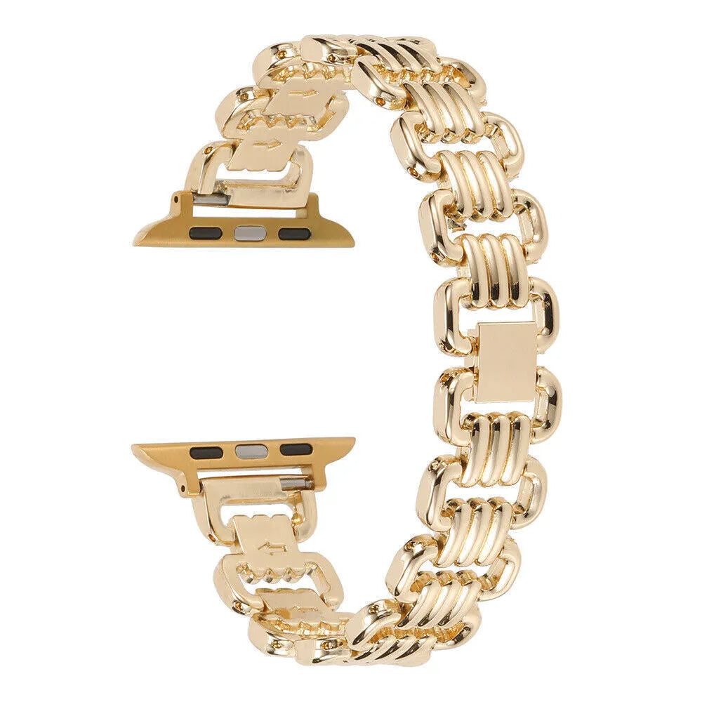 Alloy metal watch bracelet in silver, gold, black, rose gold, and starlight for Apple Watch 38mm to 49mm