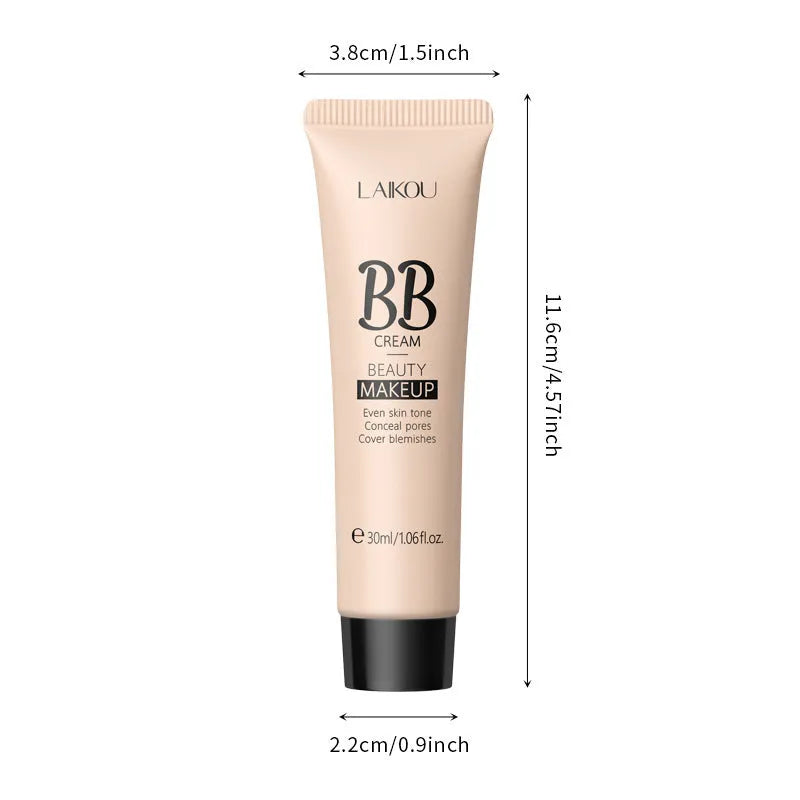 30ml tube of natural BB cream showing nine shade options from ivory white to brown