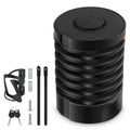 Portable black and orange bicycle folding lock in a compact, folded position.