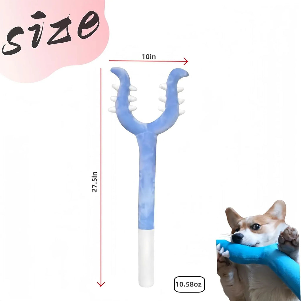 Blue plush cat wand toy with foam-filled head measuring 70cm length for interactive pet play
