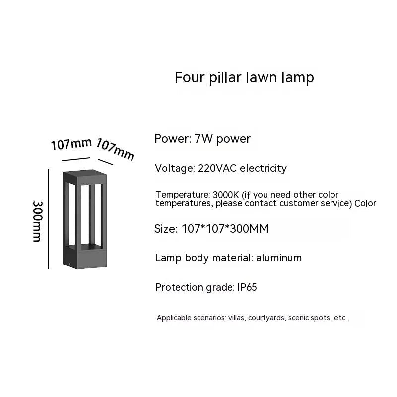 Aluminium outdoor lawn lamp LED landscape light wiring powered for garden pathway