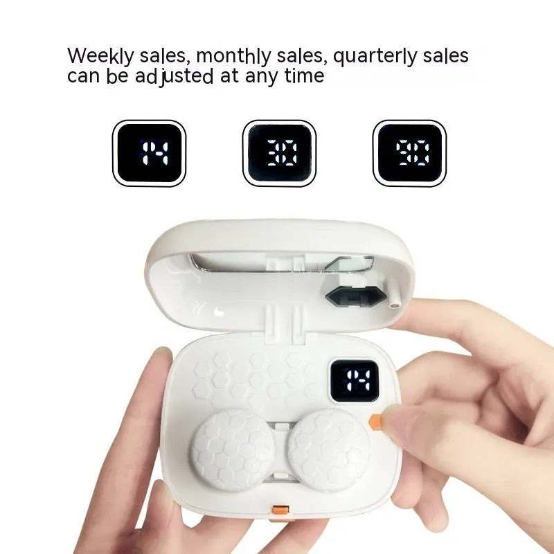 Automatic ultrasonic contact lens cleaner machine in plastic housing measuring 85x65x30mm