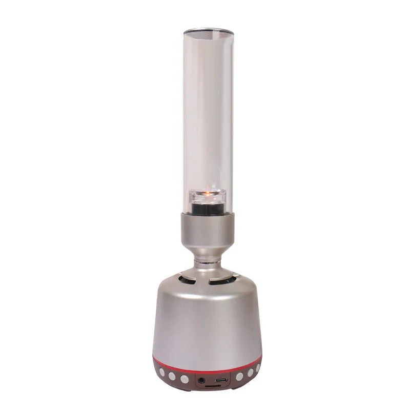 White silver candlelight Bluetooth speaker night light with modern simple design