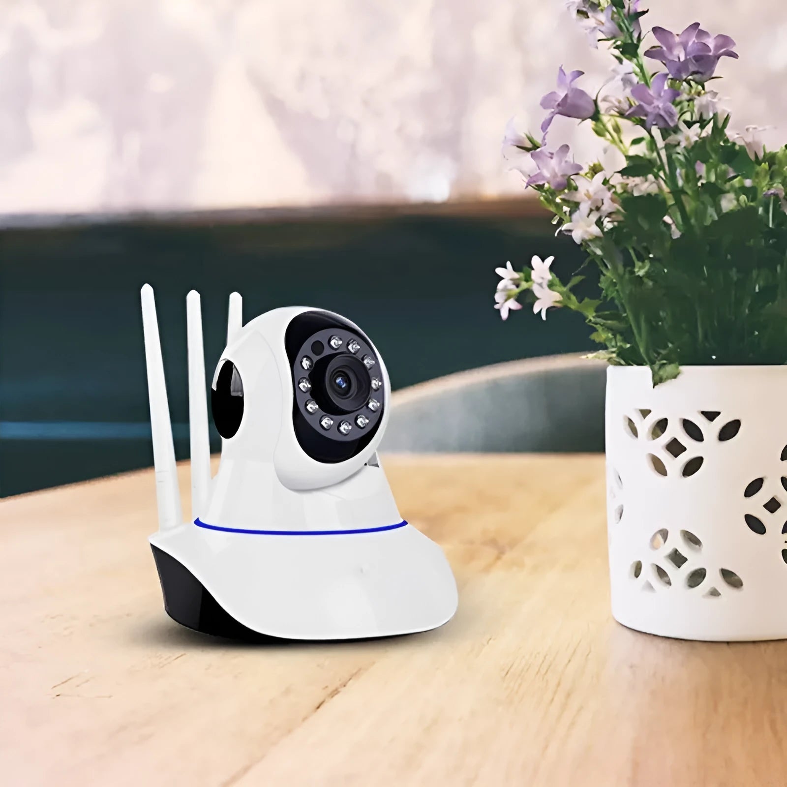 White dome security camera with 2MP resolution for wireless indoor outdoor surveillance