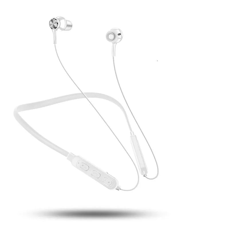 G03 black neckband Bluetooth sports earphones showing earpieces and USB charging cable