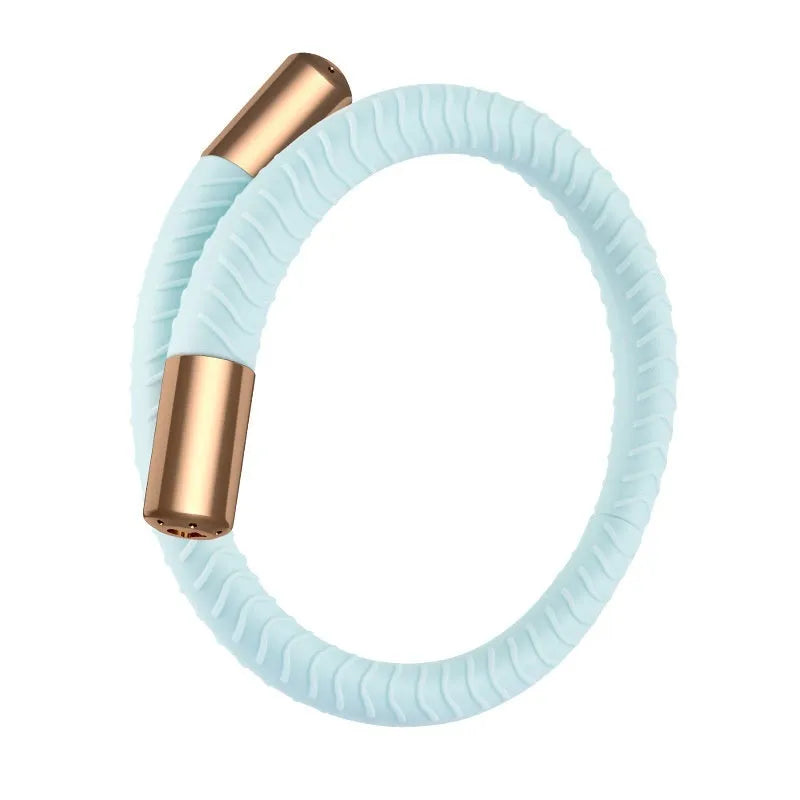 Silicone mosquito repellent liquid protective bracelet in light yellow colour on a white background