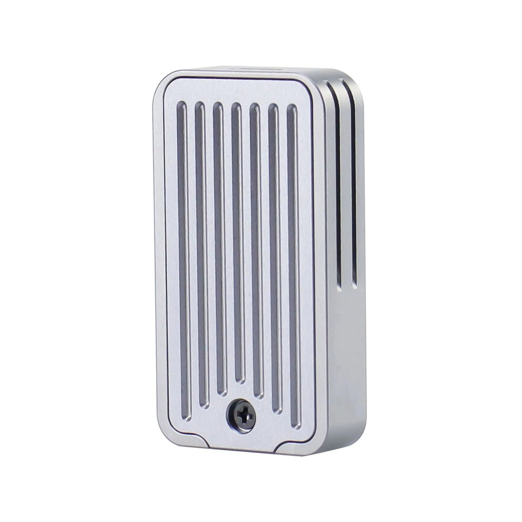 Aluminium alloy M.2 SSD external enclosure showing compact size and USB-C port.