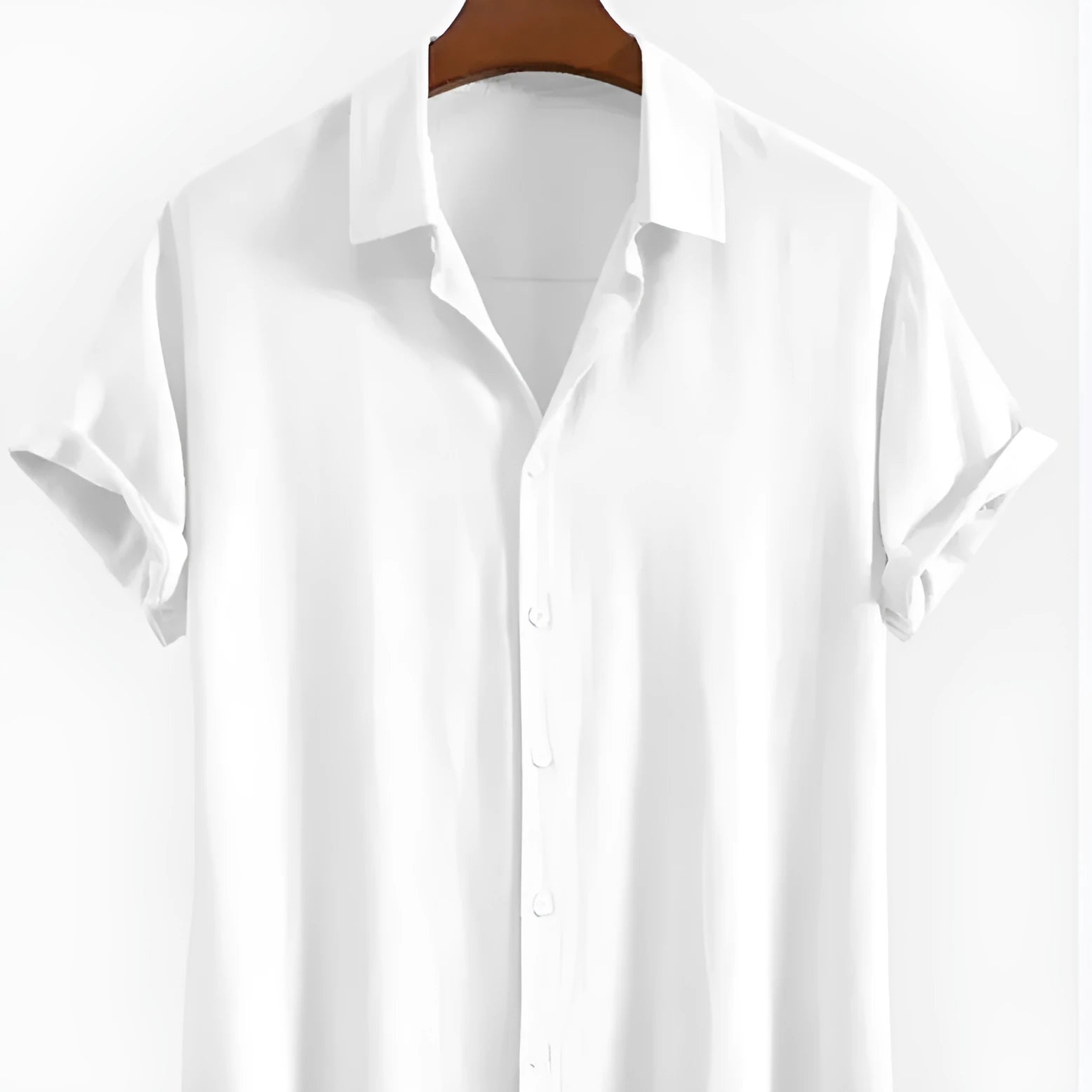 Men's loose casual cardigan shirt in black, green or white with short sleeves for summer beachwear