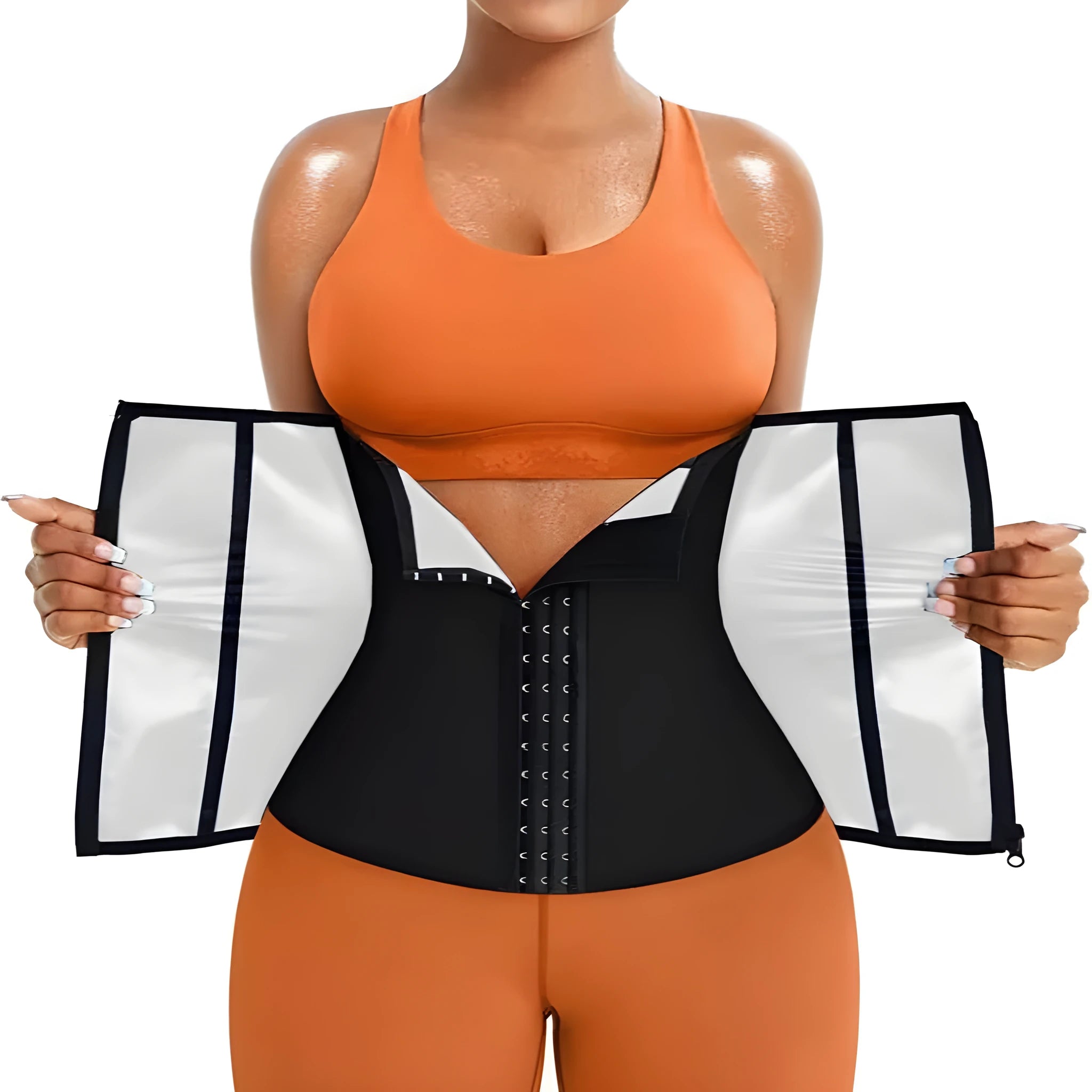 Blue neoprene sports abdominal belt with adjustable waist shaping contraction