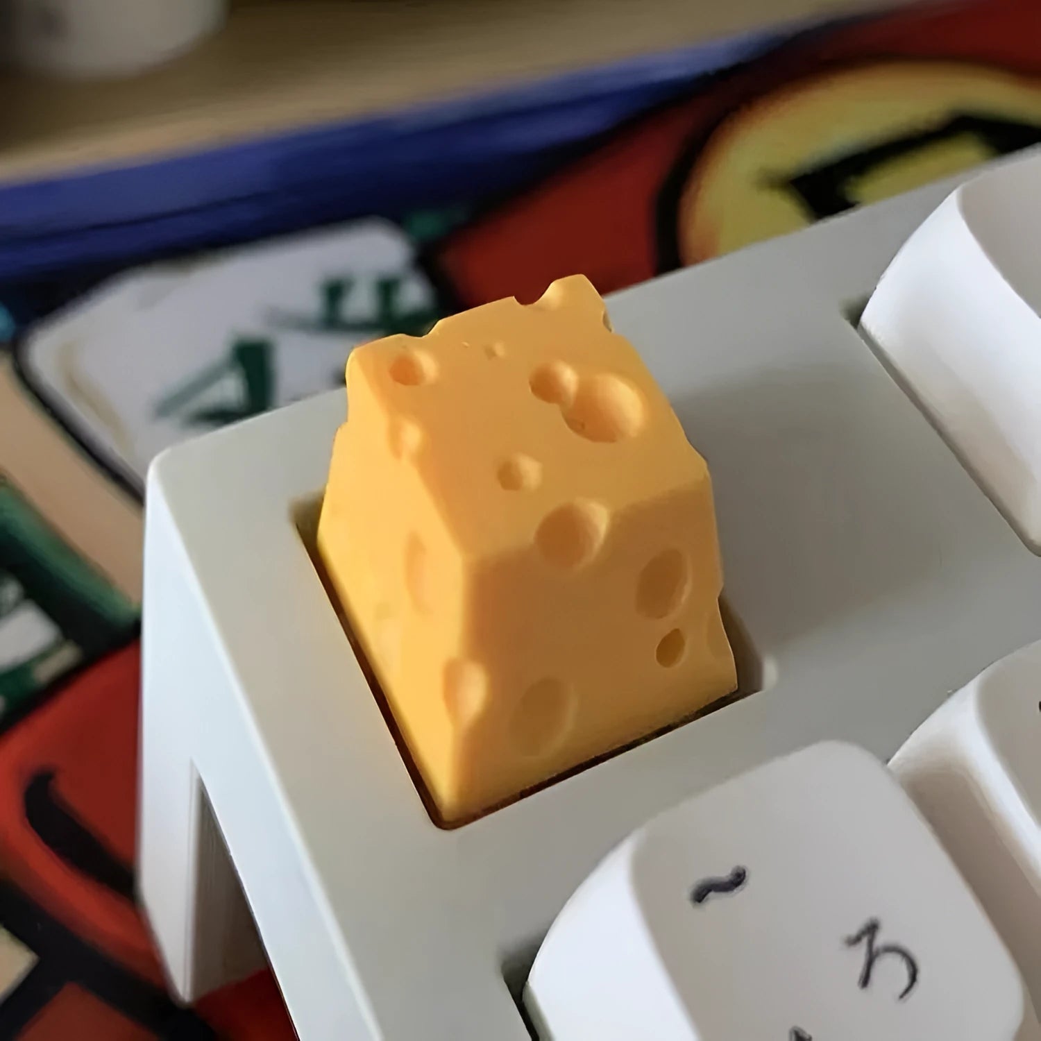 Yellow resin cheese keycap for mechanical keyboards with MX stem compatibility