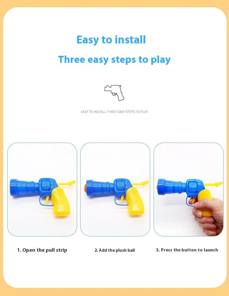 30cm pet toy launch gun with set of soft plush shooting balls for interactive cat and dog play