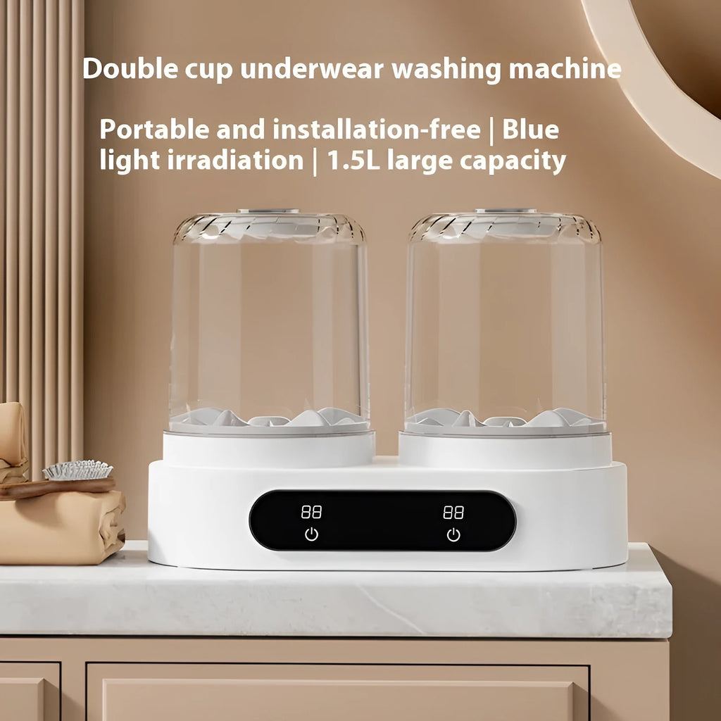 White double bucket USB powered mini washing machine for delicate garments