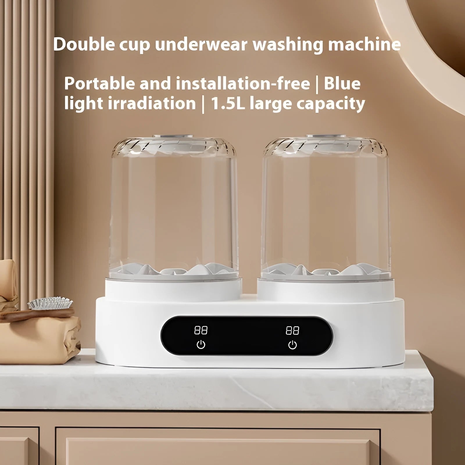 White double bucket USB powered mini washing machine for delicate garments