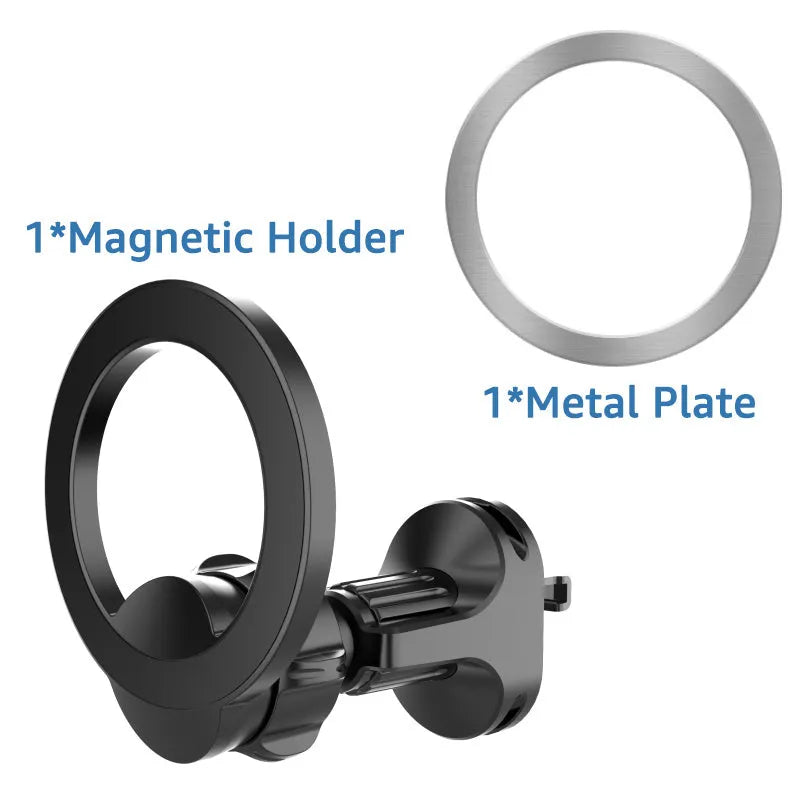 Black magnetic car phone holder with O-ring bracket for vehicles
